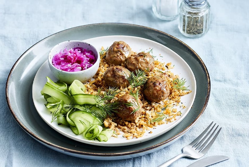 Swedish Meatballs with Spiced Cauliflower Rice