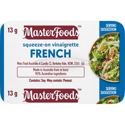 MasterFoods Portion Control Squeeze-On French Vinaigrette Dressing 100x13g image
