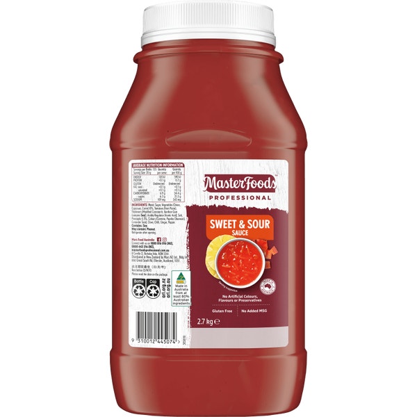 MasterFoods Professional Gluten Free Sweet & Sour Sauce 2.7kg Mars