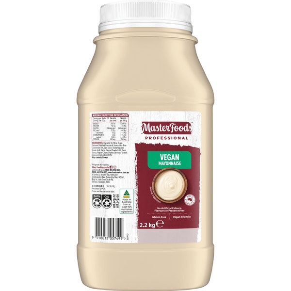 MasterFoods Professional Gluten Free Vegan Mayonnaise 2.2kg Mars