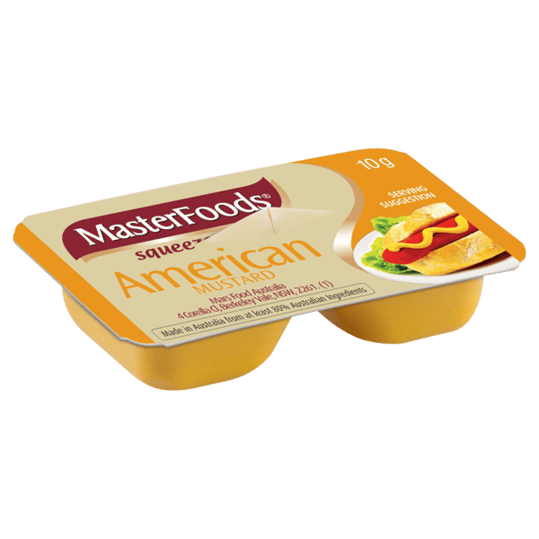 MasterFoods Portion Control Squeeze On American Mustard 100x10g
