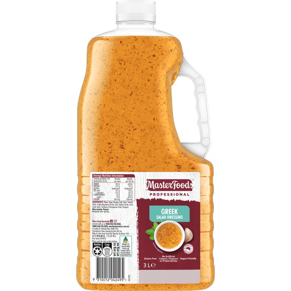 MasterFoods Professional Gluten Free Greek Salad Dressing 3L Mars
