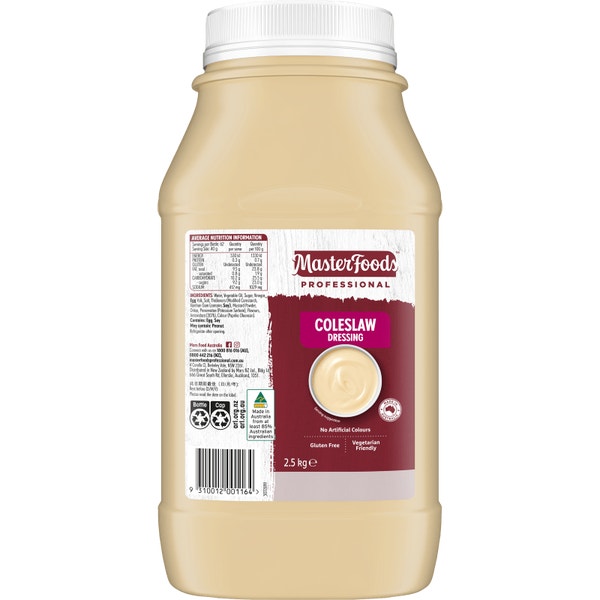 MasterFoods Professional Gluten Free Coleslaw Dressing 2.5kg Mars