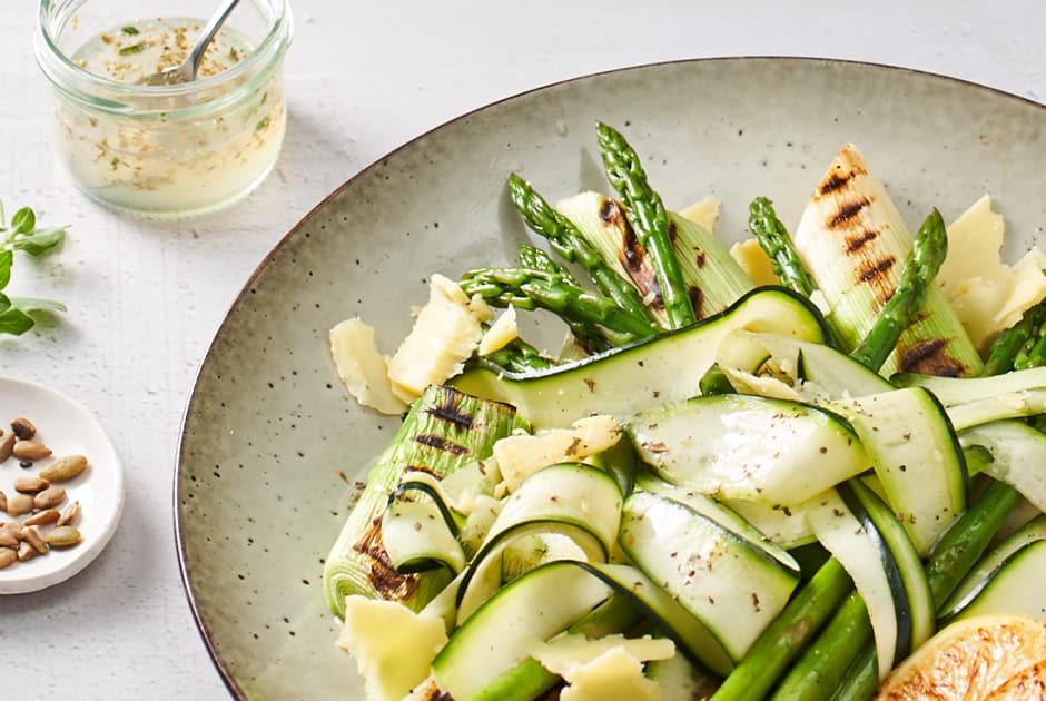Charred Leek, Asparagus and Zucchini Ribbons