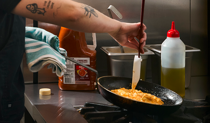 chef preparing omelette