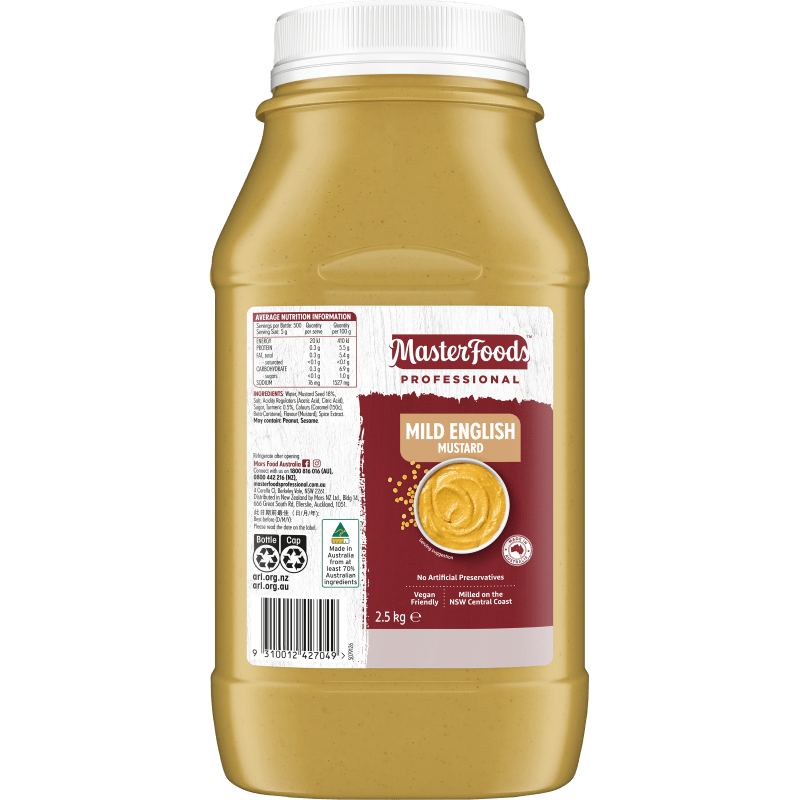 MasterFoods Professional Mild English Mustard 2.5kg Mars Foodservices