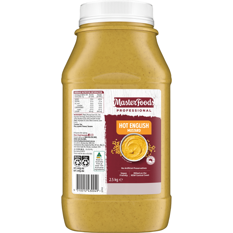 MasterFoods Professional Hot English Mustard 2.5kg Mars Foodservices