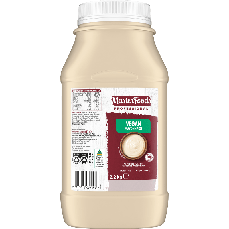 MasterFoods Professional Gluten Free Vegan Mayonnaise 2.2kg Mars