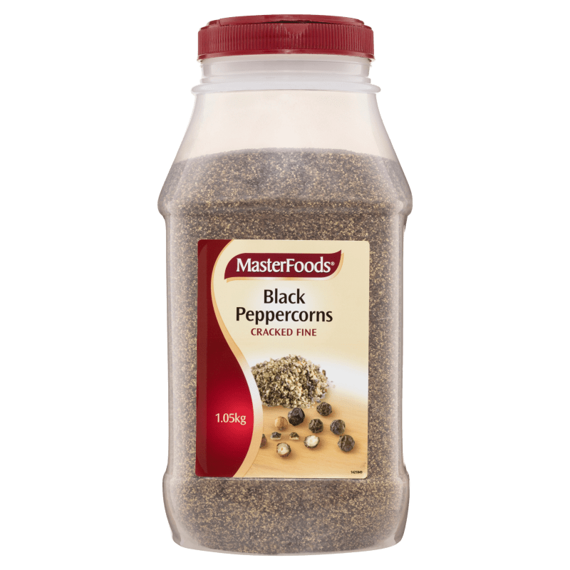 MasterFoods Black Peppercorns Cracked Fine 1.05kg Mars Foodservices