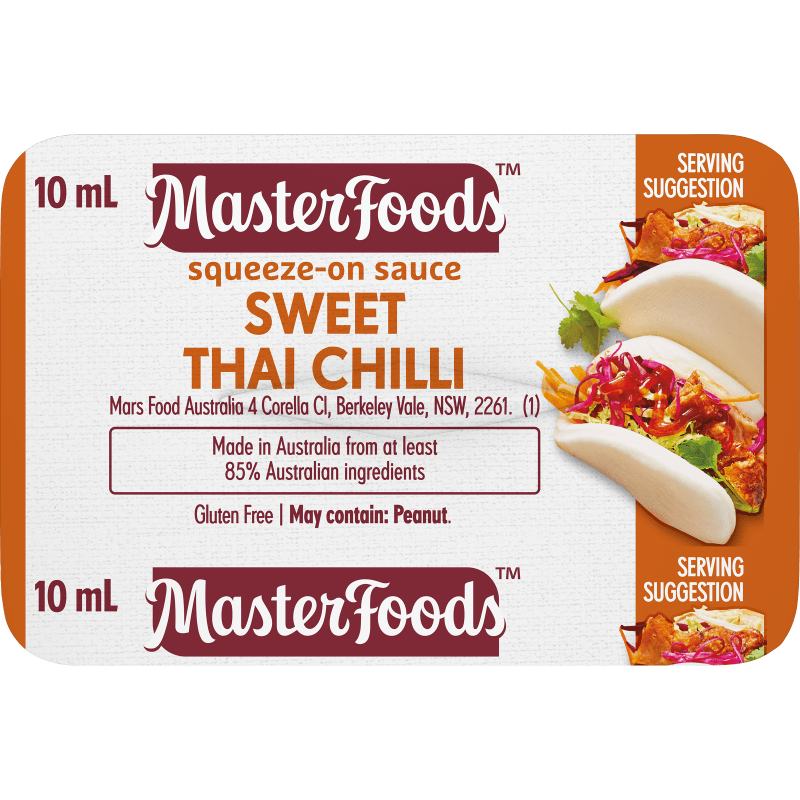 MasterFoods Portion Control Squeeze On Sweet Thai Chilli Sauce 100x10ml