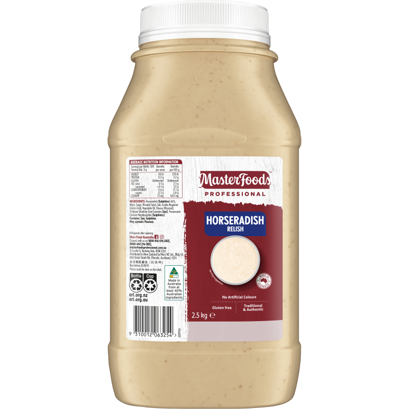 MasterFoods Professional Gluten Free Horseradish Relish 2.5kg