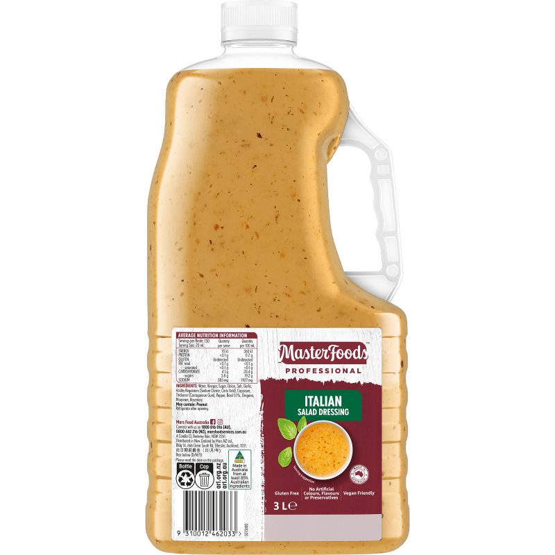 MasterFoods Professional Gluten Free Italian Dressing 3L Mars