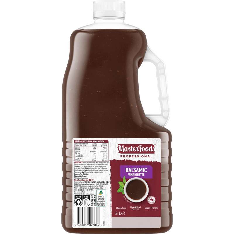 MasterFoods Professional Gluten Free Balsamic Vinaigrette Dressing 3L Mars Foodservices