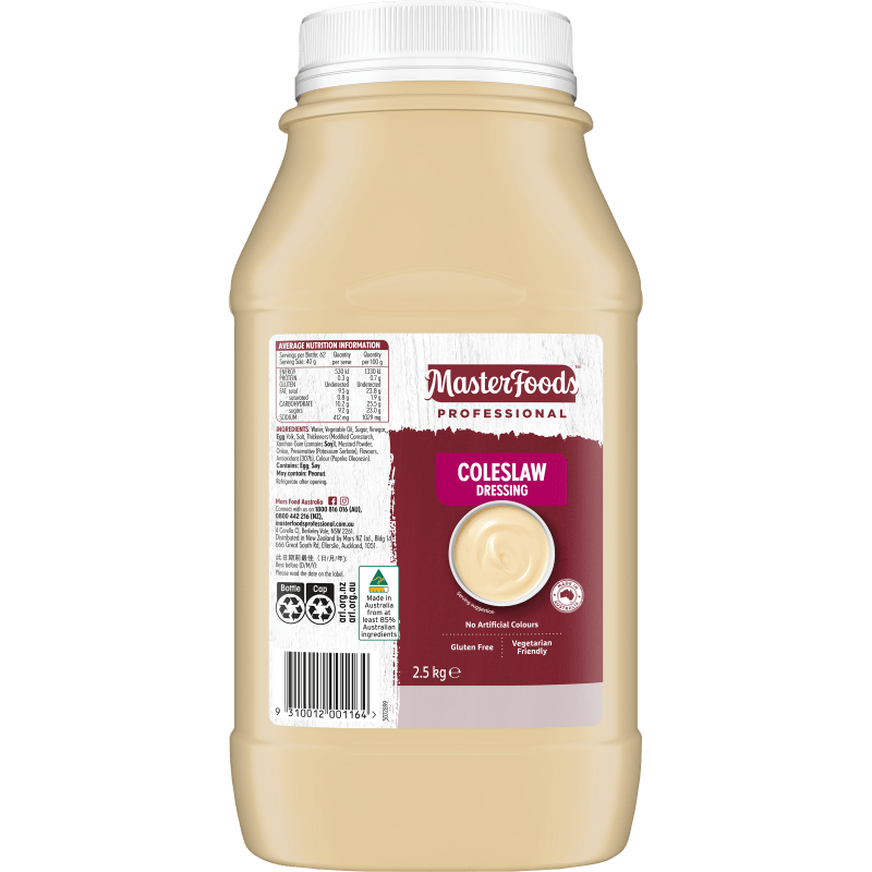 MasterFoods Professional Gluten Free Coleslaw Dressing 2.5kg Mars Foodservices