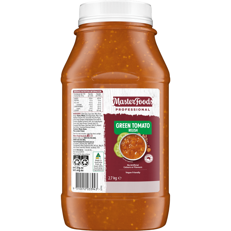 MasterFoods Professional Green Tomato Relish 2.7kg Mars Foodservices