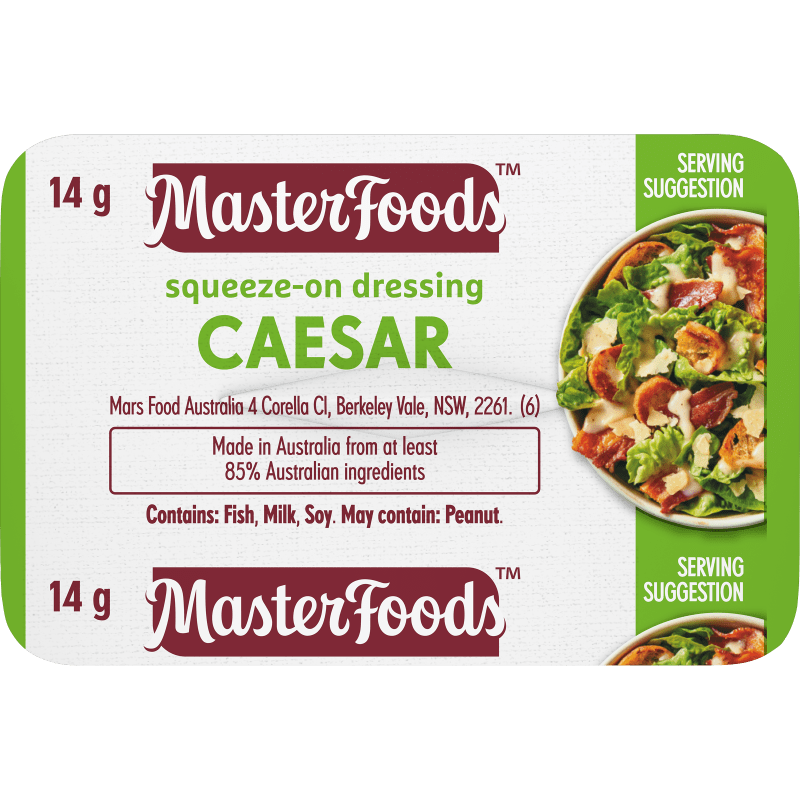 MasterFoods Portion Control Squeeze On Caesar Dressing 100x14g Mars